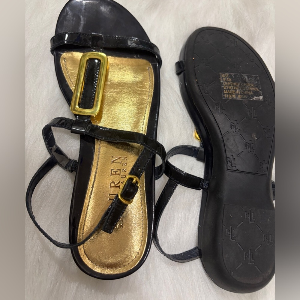 Lauren Ralph Lauren Black and Gold Sandals - Picture 5 of 6